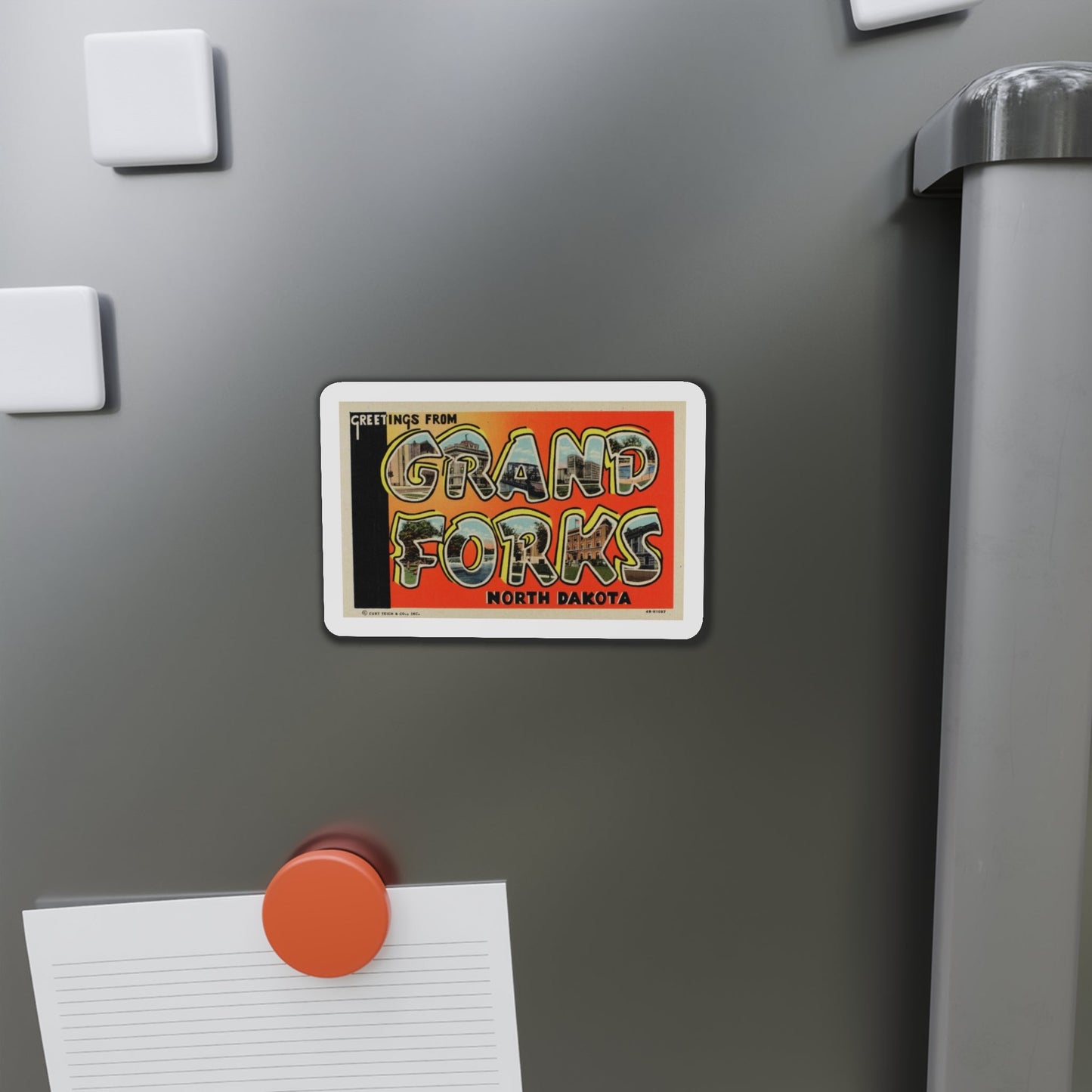 Greetings from Grand Forks North Dakota (Greeting Postcards) Die-Cut Magnet-The Sticker Space