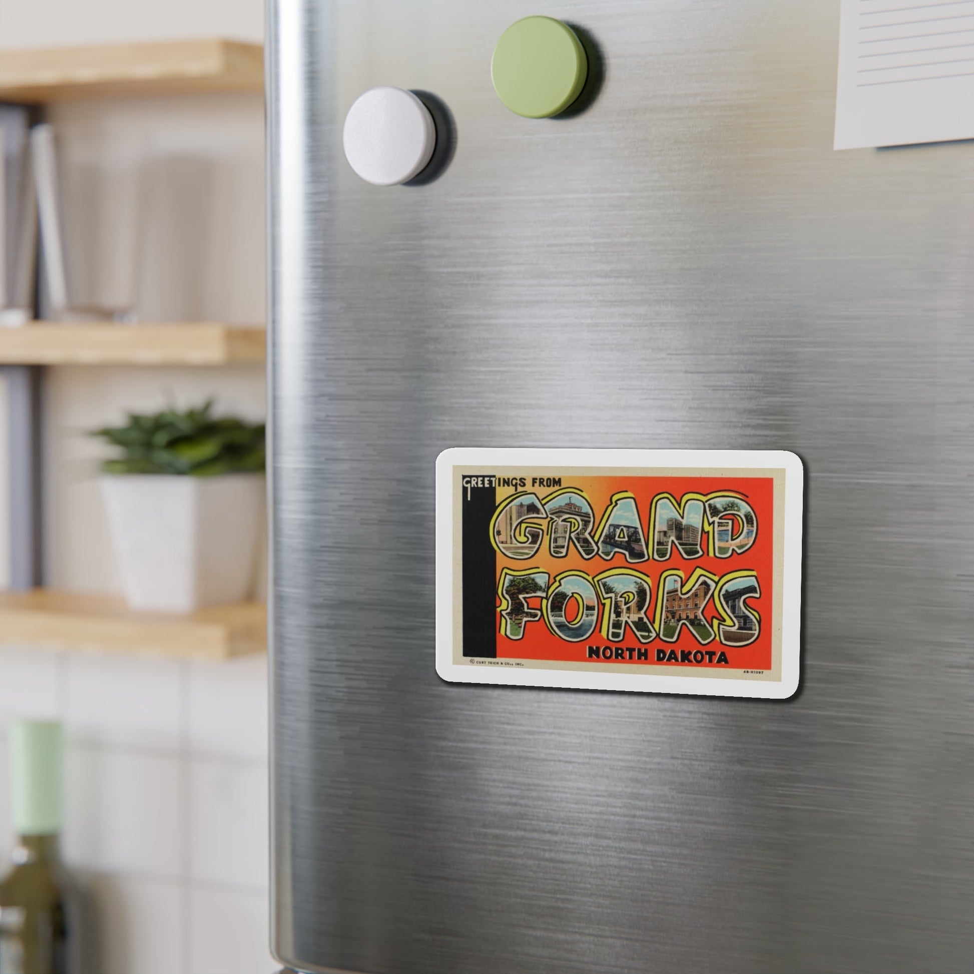 Greetings from Grand Forks North Dakota (Greeting Postcards) Die-Cut Magnet-The Sticker Space