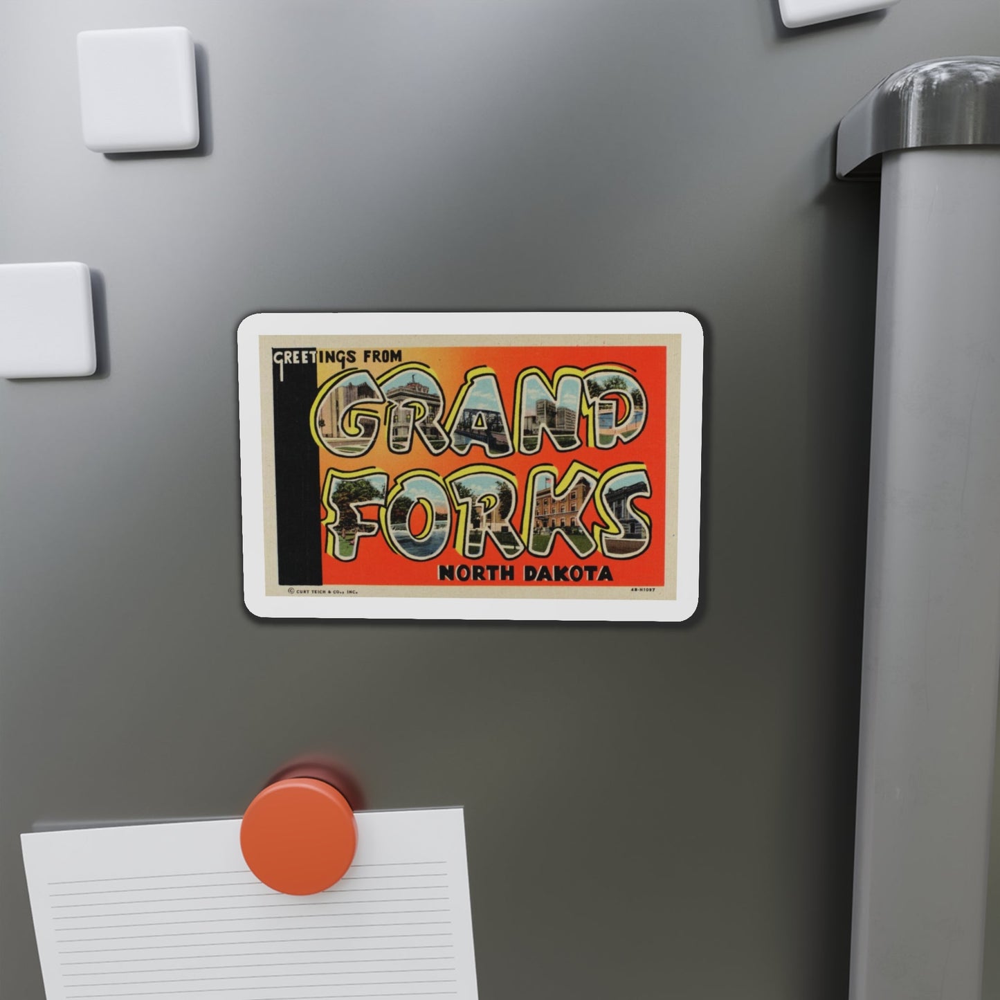 Greetings from Grand Forks North Dakota (Greeting Postcards) Die-Cut Magnet-The Sticker Space