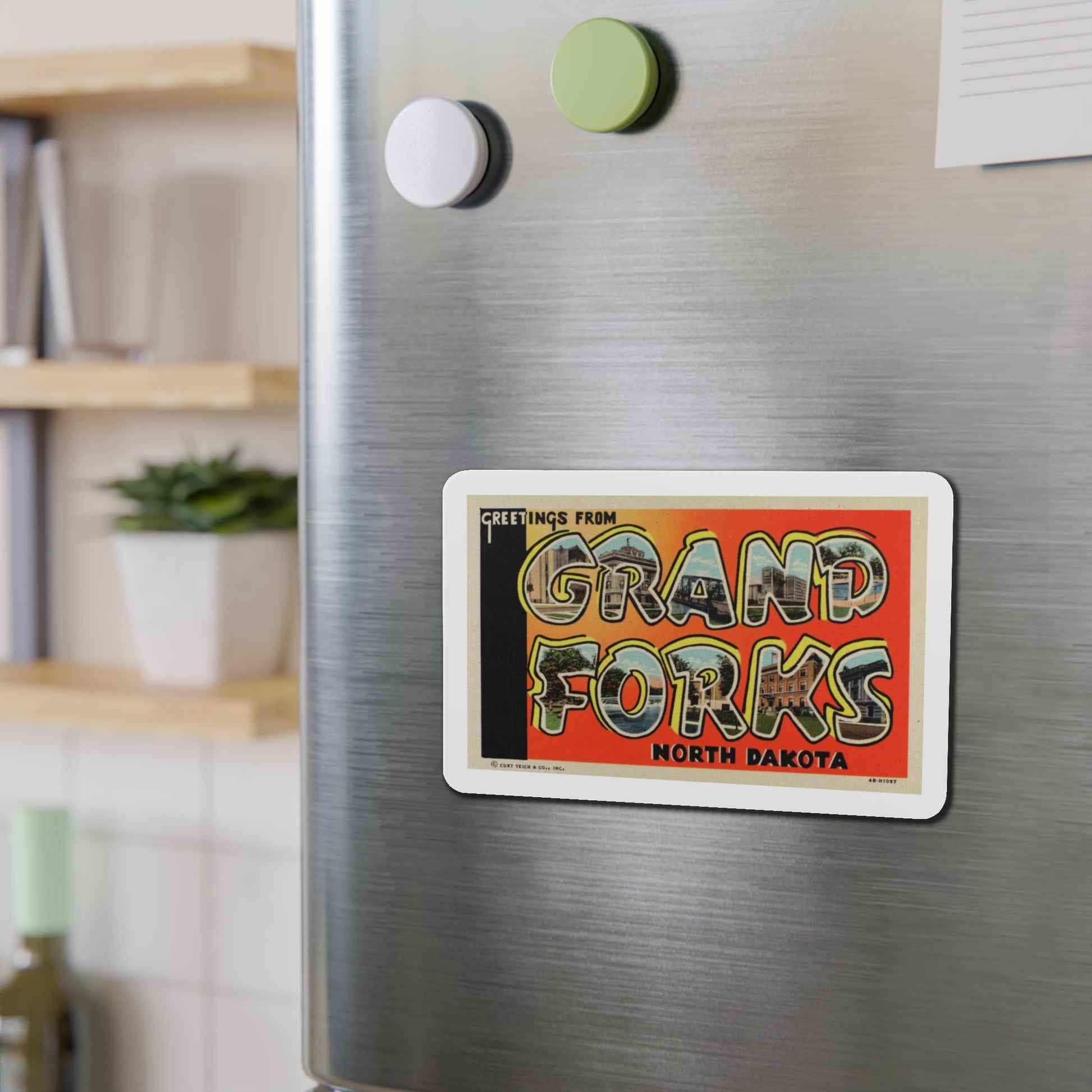 Greetings from Grand Forks North Dakota (Greeting Postcards) Die-Cut Magnet-The Sticker Space