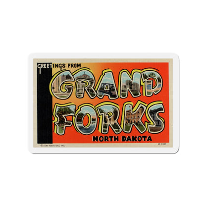 Greetings from Grand Forks North Dakota (Greeting Postcards) Die-Cut Magnet-3" x 3"-The Sticker Space