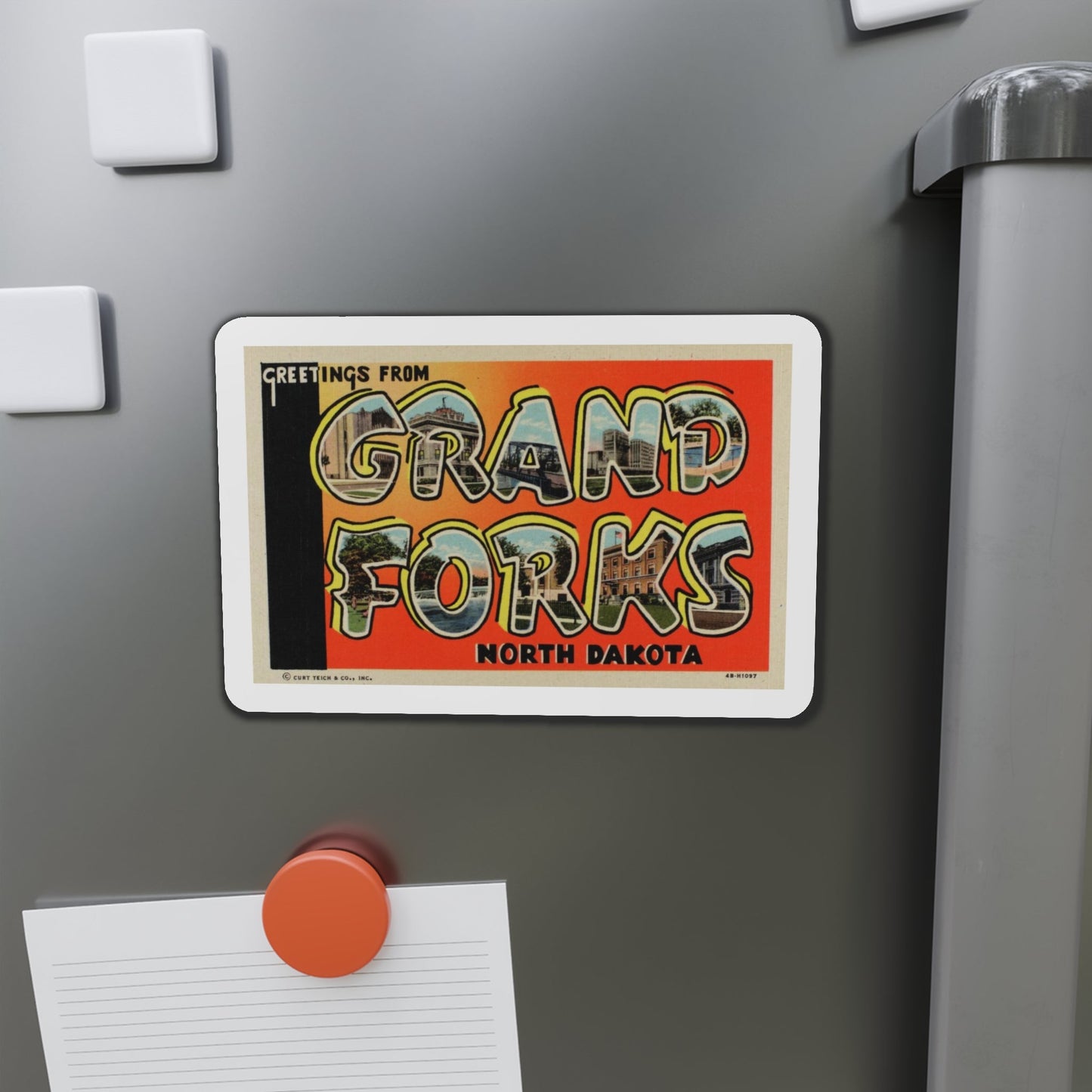 Greetings from Grand Forks North Dakota (Greeting Postcards) Die-Cut Magnet-The Sticker Space