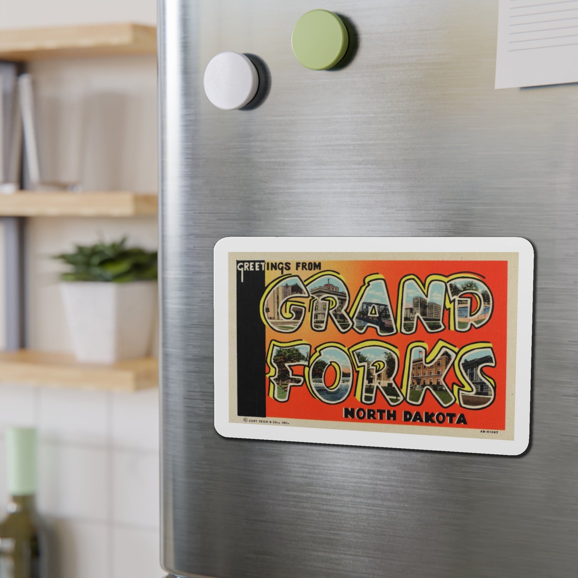 Greetings from Grand Forks North Dakota (Greeting Postcards) Die-Cut Magnet-The Sticker Space