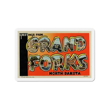 Greetings from Grand Forks North Dakota (Greeting Postcards) Refrigerator Magnet 3 Inch - The Sticker Space
