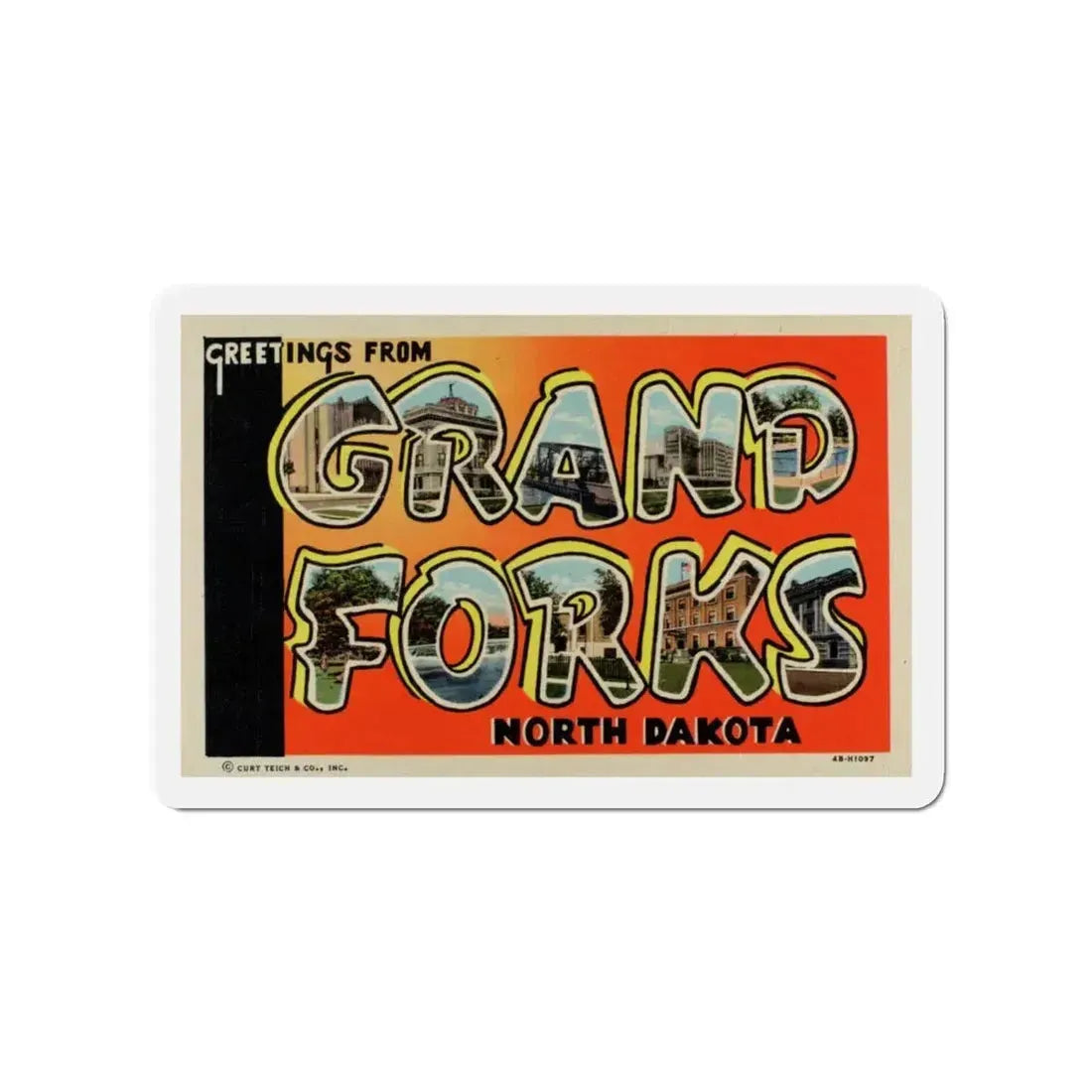 Greetings from Grand Forks North Dakota (Greeting Postcards) Refrigerator Magnet 4 Inch - The Sticker Space