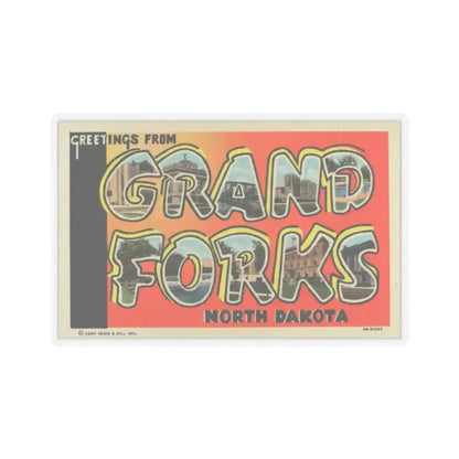 Greetings from Grand Forks North Dakota (Greeting Postcards) STICKER Vinyl Kiss-Cut Decal 2 Inch Transparent - The Sticker Space