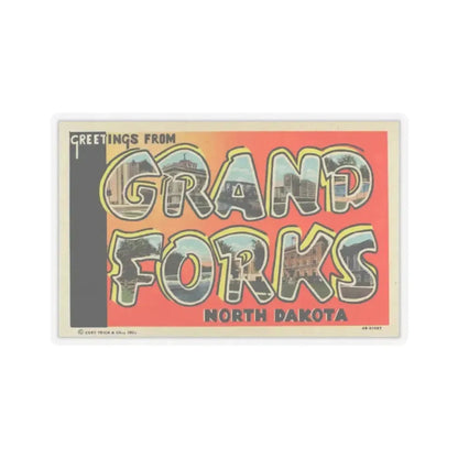 Greetings from Grand Forks North Dakota (Greeting Postcards) STICKER Vinyl Kiss-Cut Decal 4 Inch Transparent - The Sticker Space