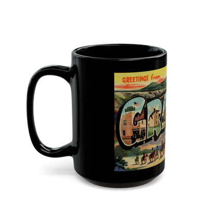 Greetings from Grants New Mexico (Greeting Postcards) Black Coffee Mug-The Sticker Space