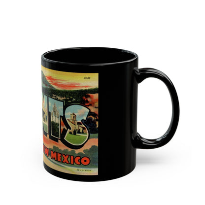 Greetings from Grants New Mexico (Greeting Postcards) Black Coffee Mug-The Sticker Space