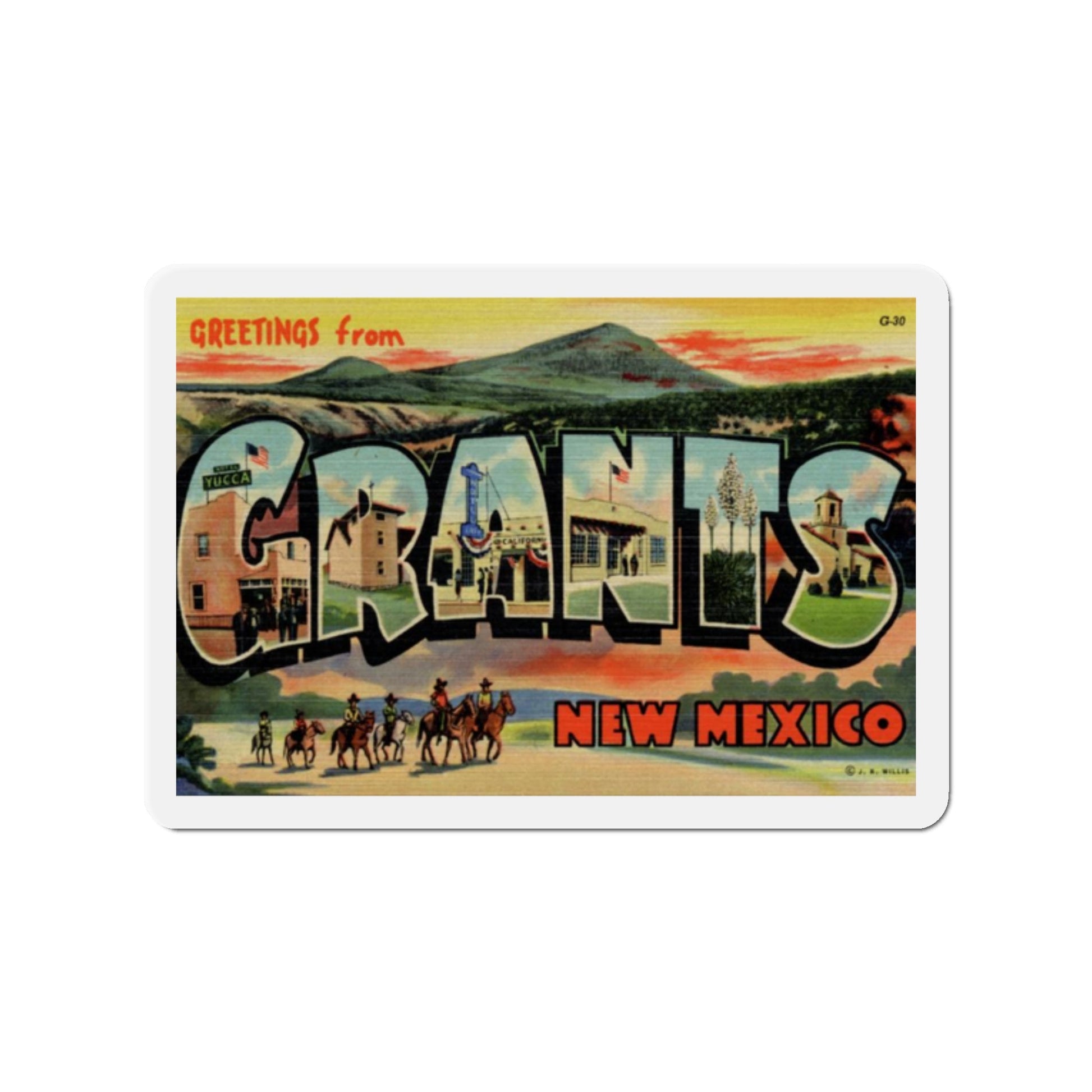 Greetings from Grants New Mexico (Greeting Postcards) Die-Cut Magnet-2" x 2"-The Sticker Space