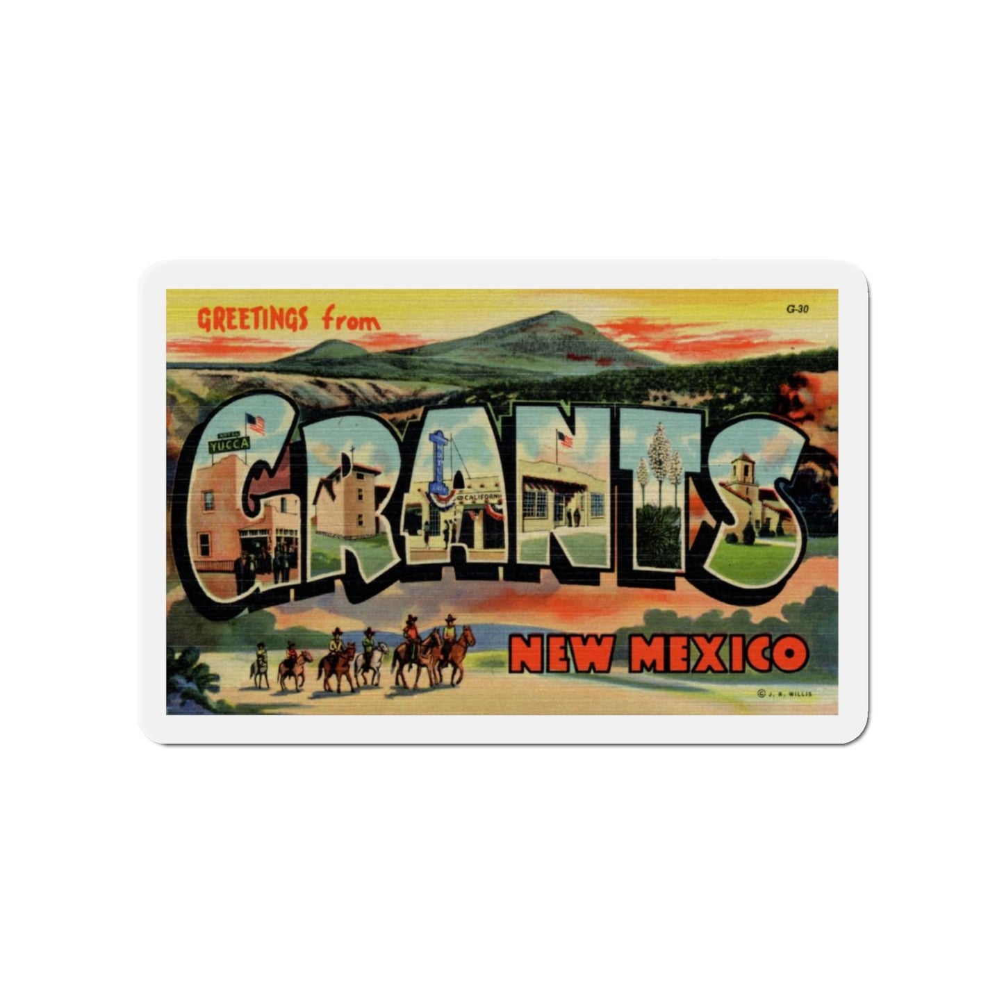 Greetings from Grants New Mexico (Greeting Postcards) Die-Cut Magnet-4" x 4"-The Sticker Space