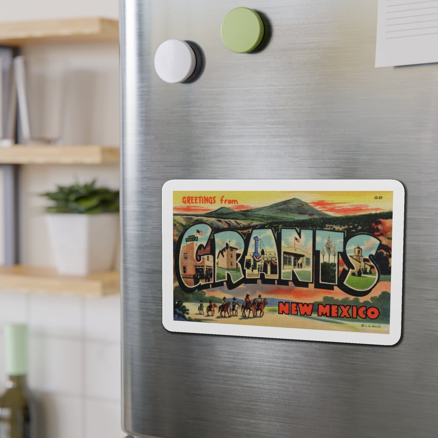 Greetings from Grants New Mexico (Greeting Postcards) Die-Cut Magnet-The Sticker Space