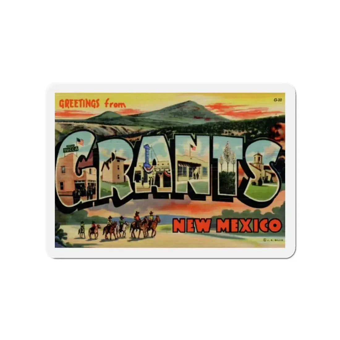Greetings from Grants New Mexico (Greeting Postcards) Refrigerator Magnet 2 Inch - The Sticker Space
