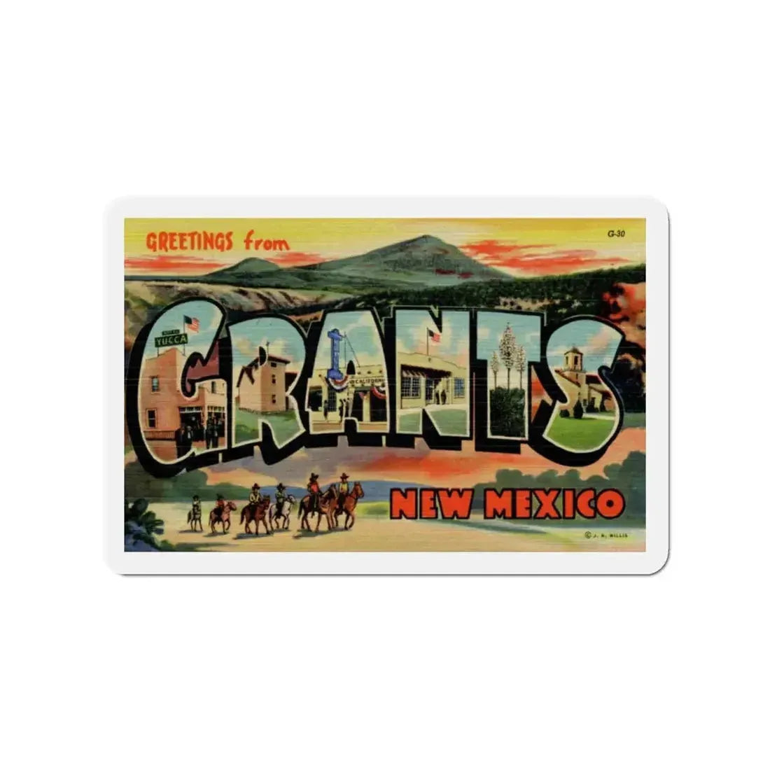 Greetings from Grants New Mexico (Greeting Postcards) Refrigerator Magnet 3 Inch - The Sticker Space