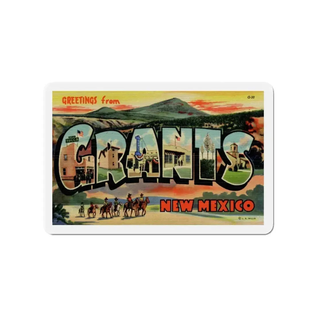 Greetings from Grants New Mexico (Greeting Postcards) Refrigerator Magnet 4 Inch - The Sticker Space
