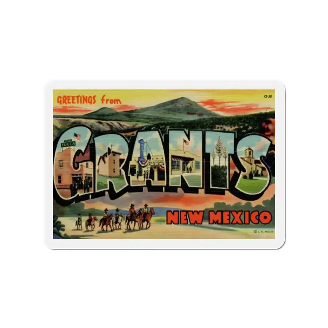 Greetings from Grants New Mexico (Greeting Postcards) Refrigerator Magnet - The Sticker Space