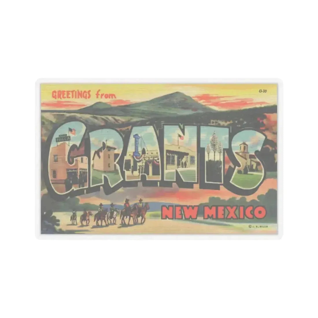 Greetings from Grants New Mexico (Greeting Postcards) STICKER Vinyl Kiss-Cut Decal 3 Inch Transparent - The Sticker Space