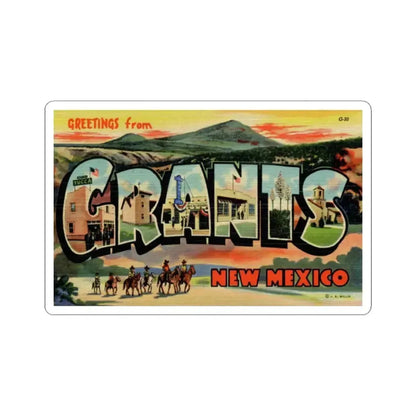 Greetings from Grants New Mexico (Greeting Postcards) STICKER Vinyl Kiss-Cut Decal 3 Inch White - The Sticker Space