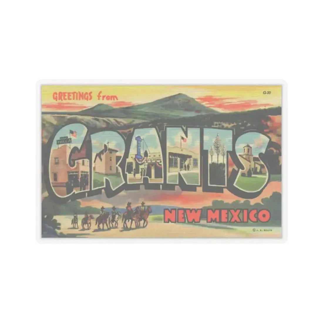 Greetings from Grants New Mexico (Greeting Postcards) STICKER Vinyl Kiss-Cut Decal 6 Inch Transparent - The Sticker Space
