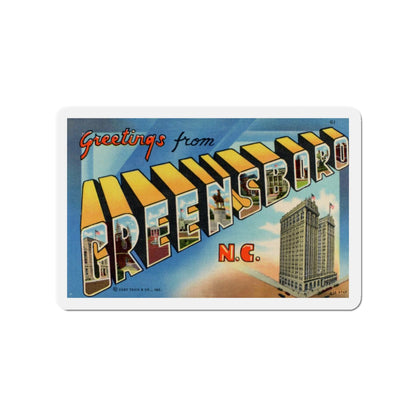 Greetings from Greensboro NC (Greeting Postcards) Die-Cut Magnet-3" x 3"-The Sticker Space