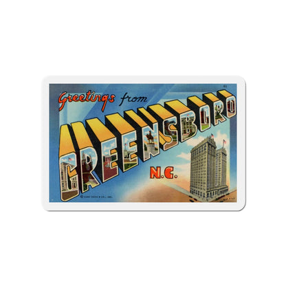 Greetings from Greensboro NC (Greeting Postcards) Die-Cut Magnet-5" x 5"-The Sticker Space