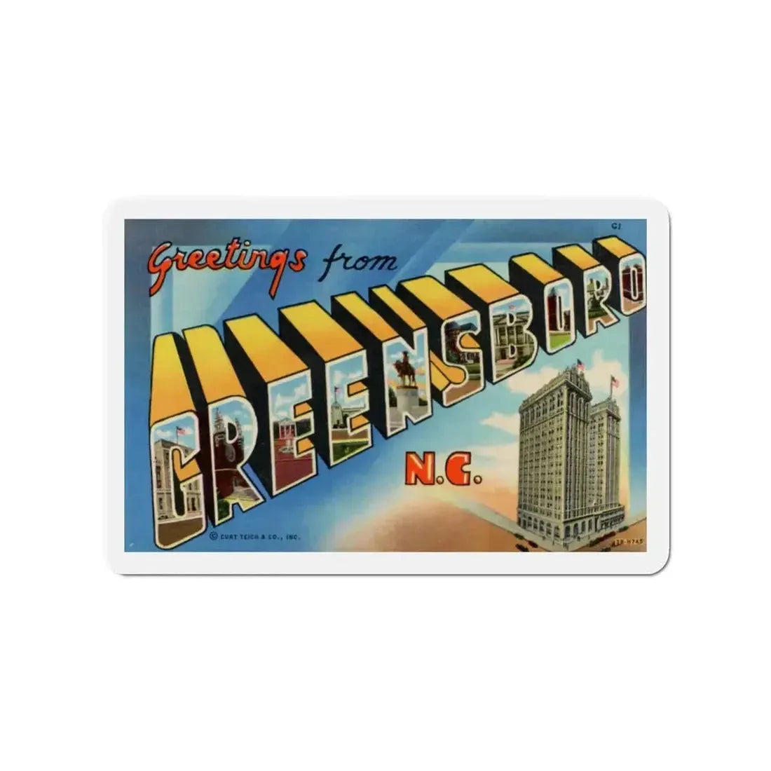 Greetings from Greensboro NC (Greeting Postcards) Refrigerator Magnet - The Sticker Space