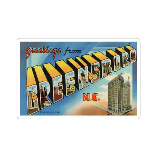 Greetings from Greensboro NC (Greeting Postcards) STICKER Vinyl Kiss-Cut Decal 2 Inch White - The Sticker Space