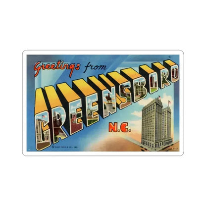 Greetings from Greensboro NC (Greeting Postcards) STICKER Vinyl Kiss-Cut Decal 3 Inch White - The Sticker Space