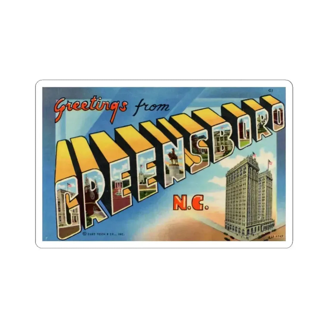 Greetings from Greensboro NC (Greeting Postcards) STICKER Vinyl Kiss-Cut Decal 6 Inch White - The Sticker Space