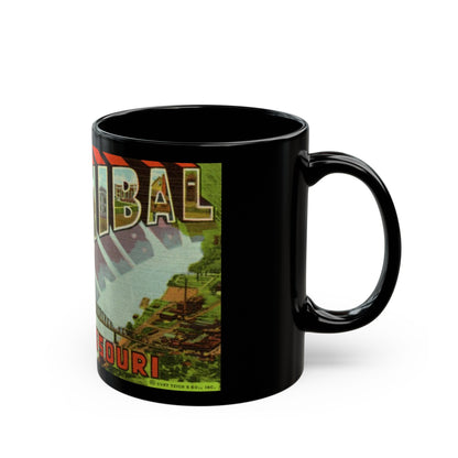 Greetings from Hannibal Missouri (Greeting Postcards) Black Coffee Mug-The Sticker Space