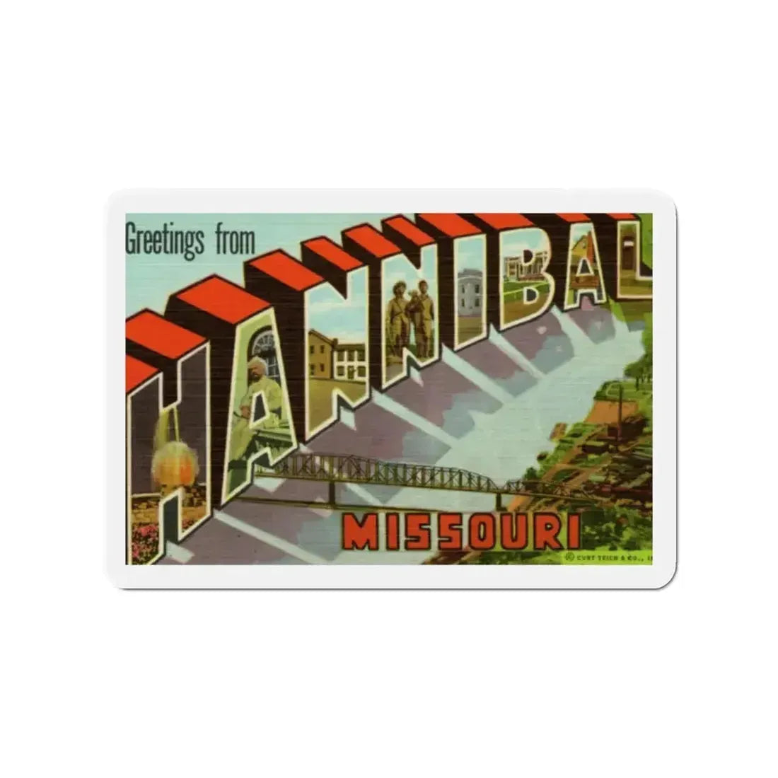 Greetings from Hannibal Missouri (Greeting Postcards) Refrigerator Magnet - The Sticker Space