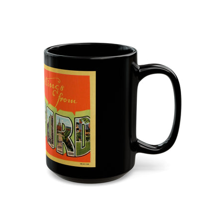 Greetings from Hartford Conn (Greeting Postcards) Black Coffee Mug-The Sticker Space