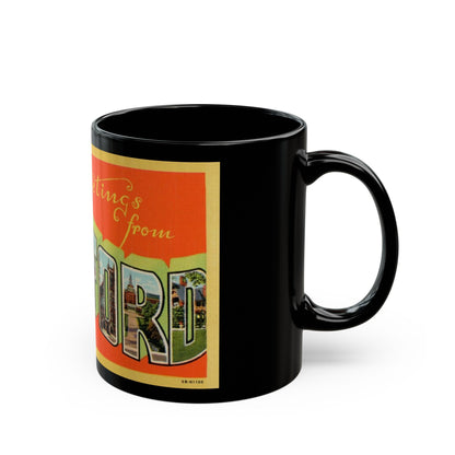 Greetings from Hartford Conn (Greeting Postcards) Black Coffee Mug-The Sticker Space