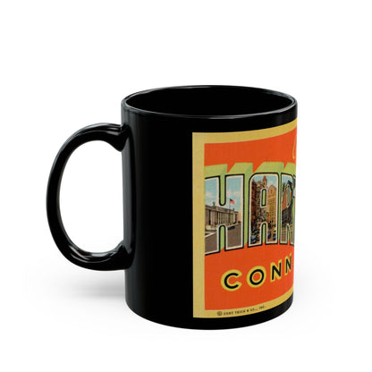 Greetings from Hartford Conn (Greeting Postcards) Black Coffee Mug-The Sticker Space