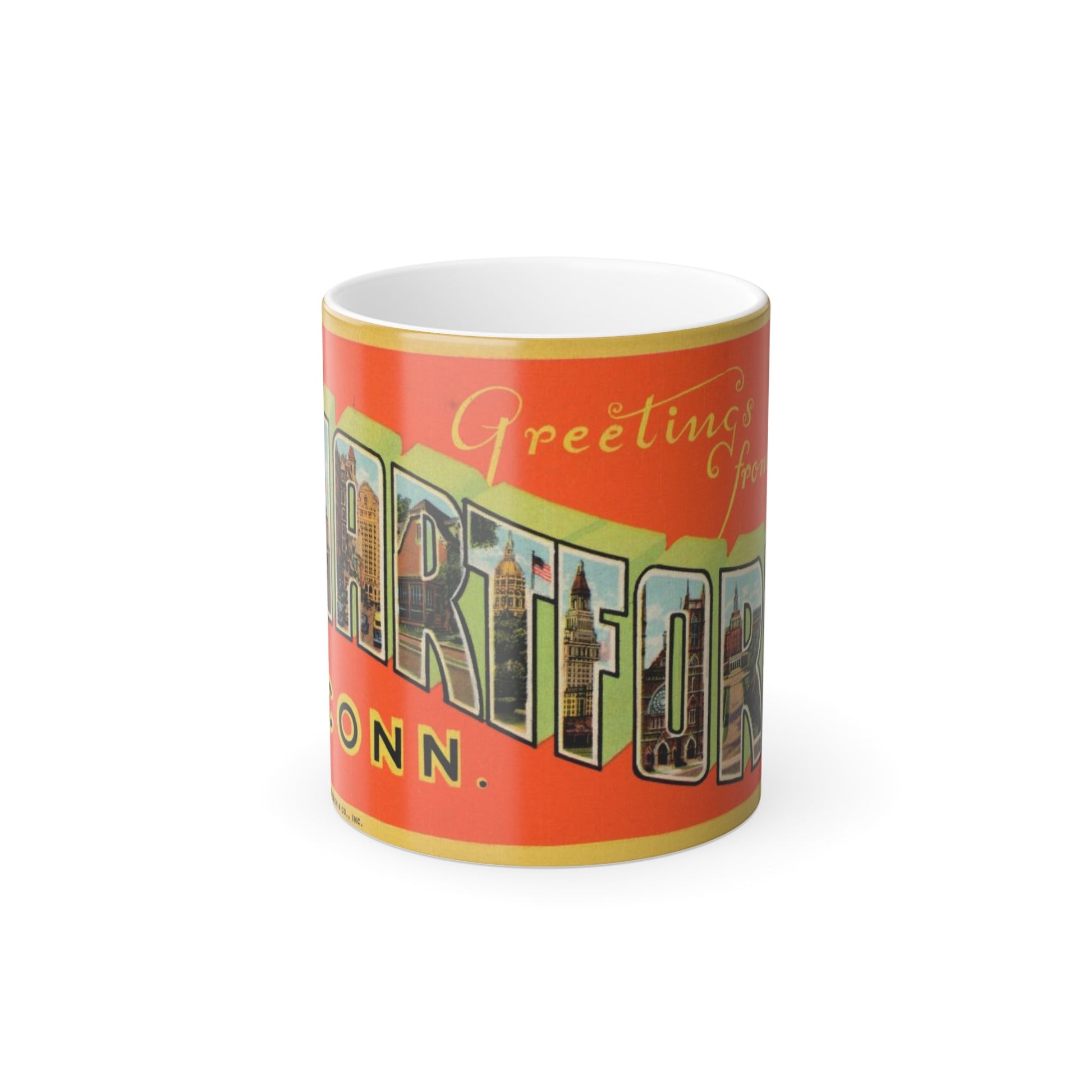 Greetings from Hartford Conn (Greeting Postcards) Color Changing Mug 11oz-11oz-The Sticker Space