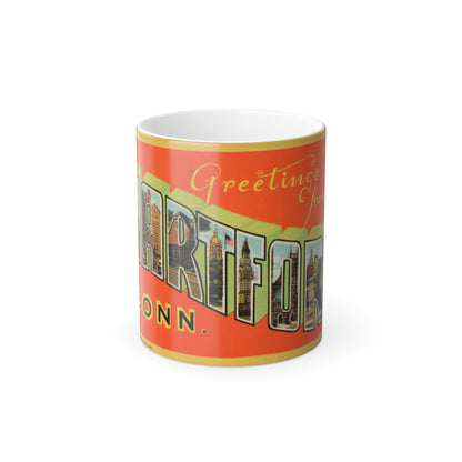 Greetings from Hartford Conn (Greeting Postcards) Color Changing Mug 11oz-11oz-The Sticker Space