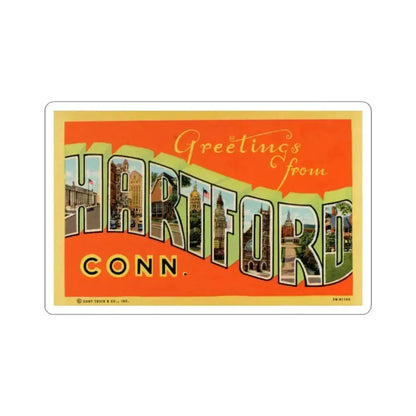 Greetings from Hartford Conn (Greeting Postcards) STICKER Vinyl Kiss-Cut Decal 3 Inch White - The Sticker Space