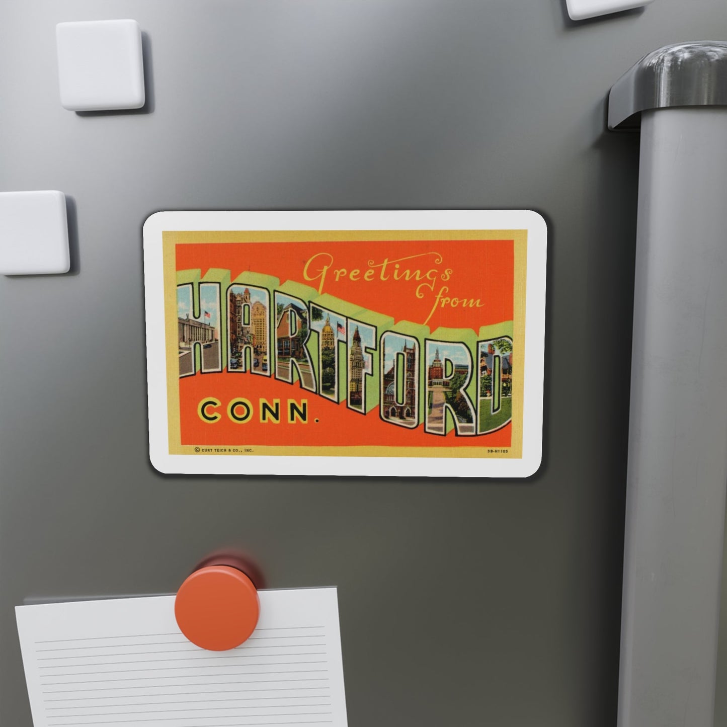 Greetings from Hartford Connecticut (Greeting Postcards) Die-Cut Magnet-The Sticker Space