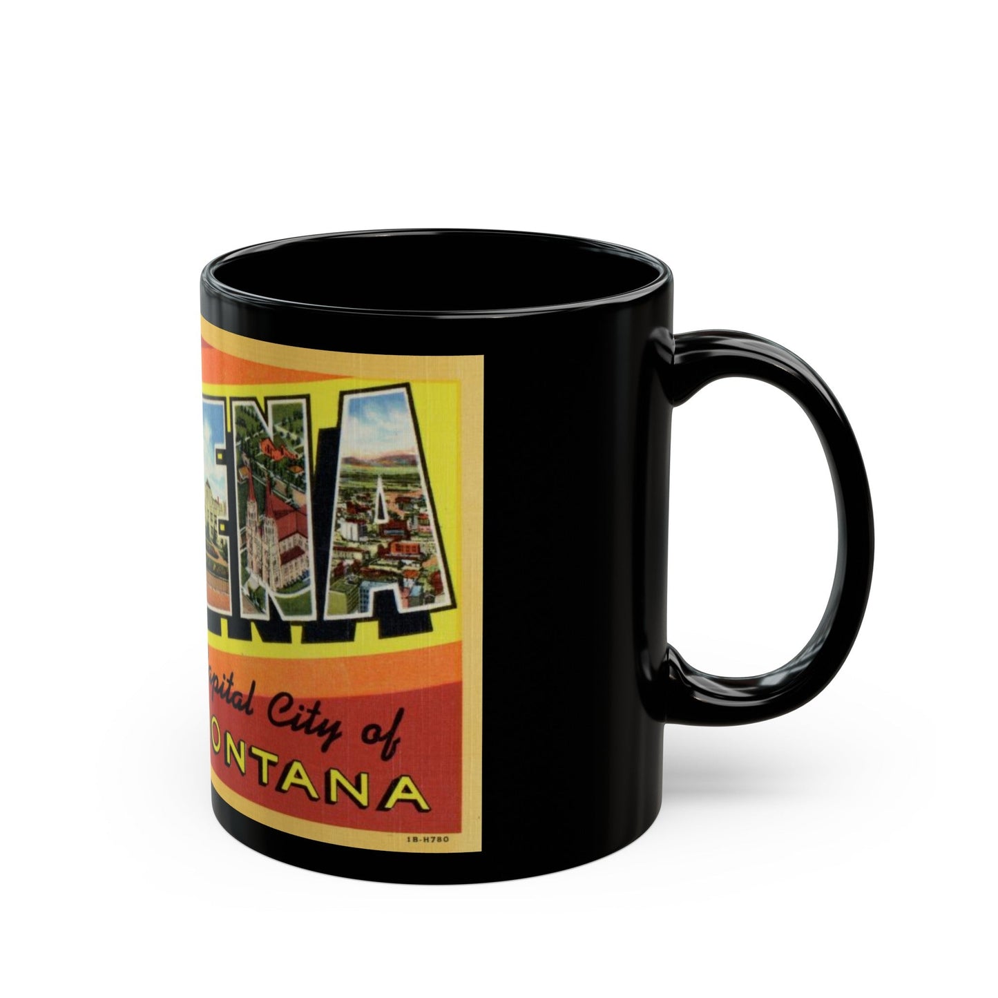 Greetings from Helena (Greeting Postcards) Black Coffee Mug-The Sticker Space