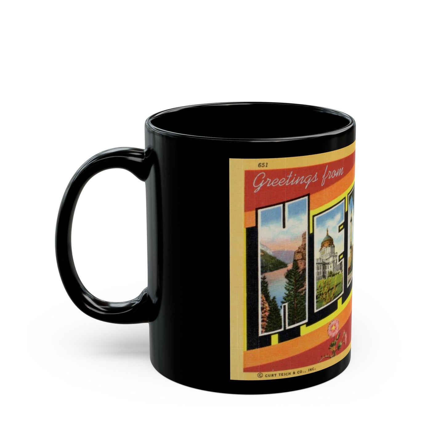 Greetings from Helena (Greeting Postcards) Black Coffee Mug-The Sticker Space