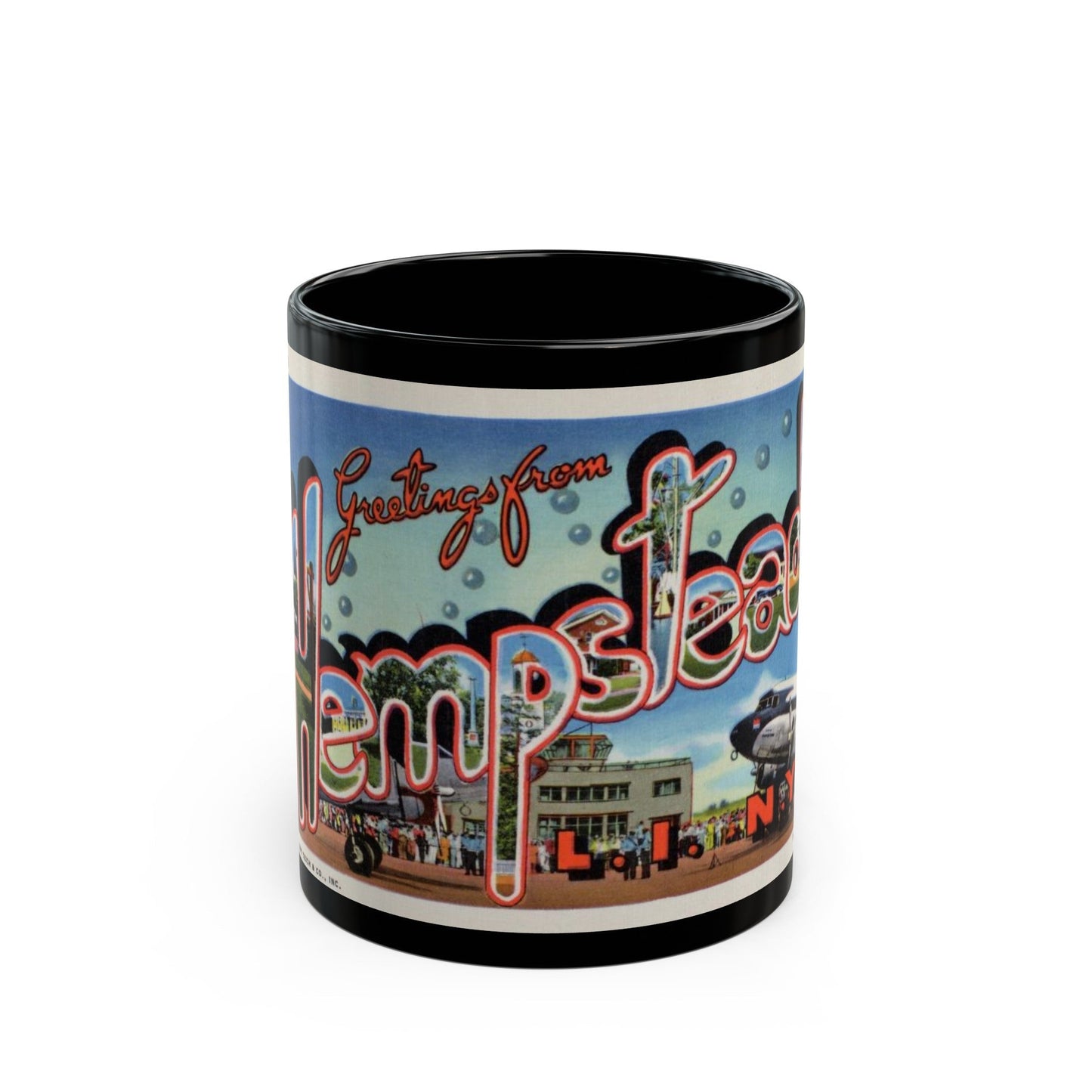 Greetings from Hempstead (Greeting Postcards) Black Coffee Mug-11oz-The Sticker Space