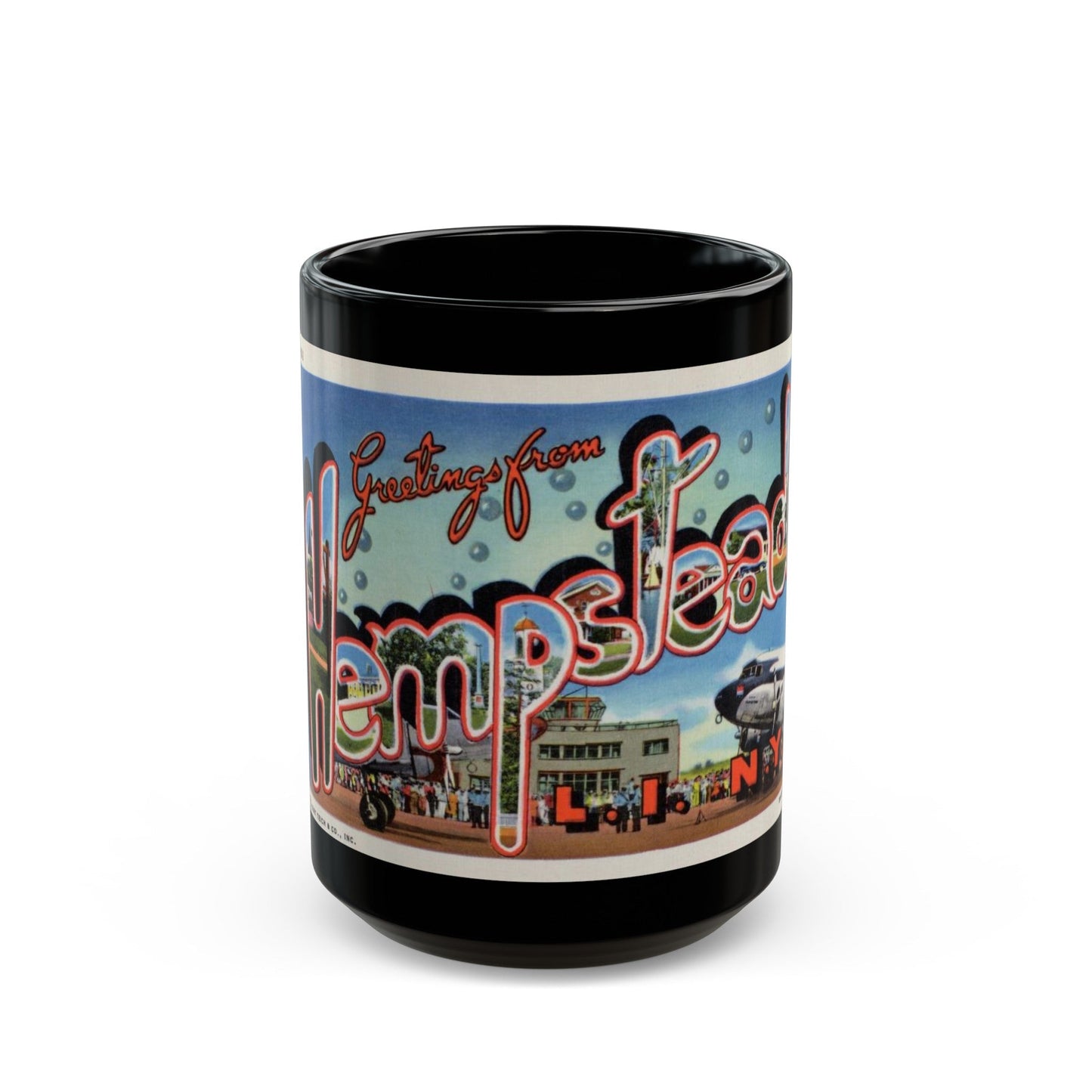 Greetings from Hempstead (Greeting Postcards) Black Coffee Mug-15oz-The Sticker Space