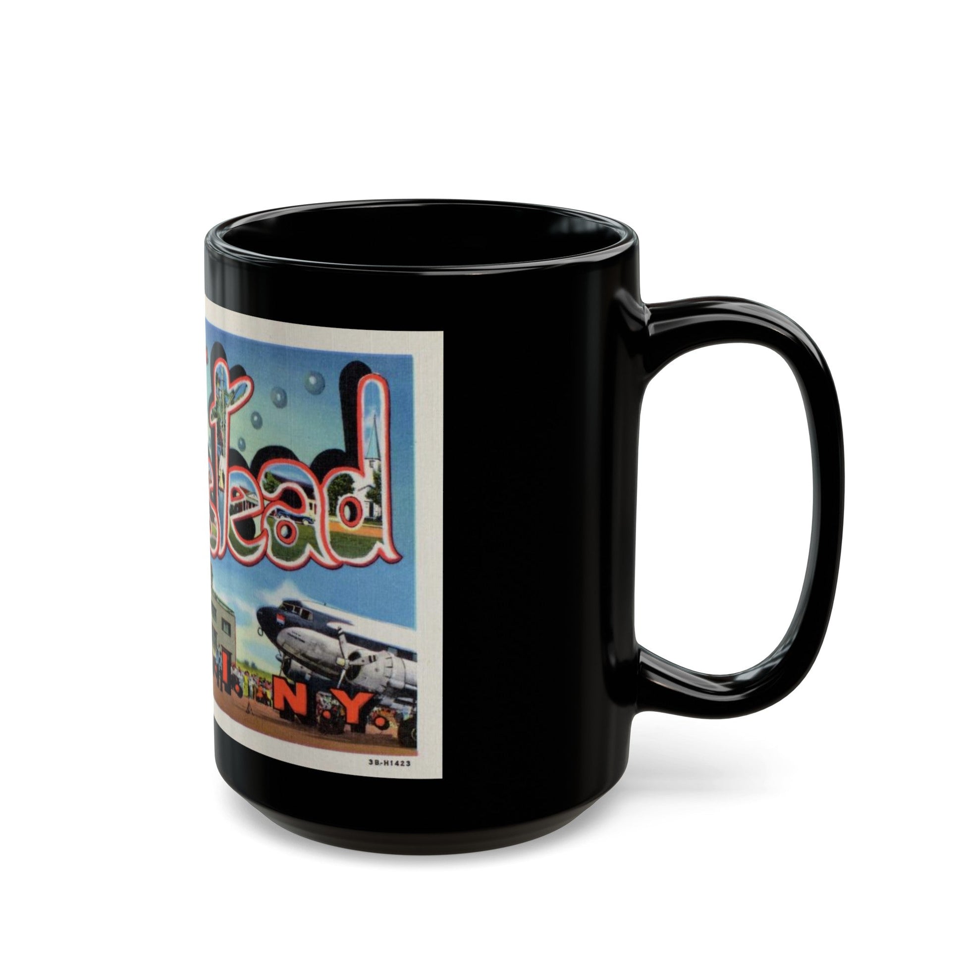 Greetings from Hempstead (Greeting Postcards) Black Coffee Mug-The Sticker Space