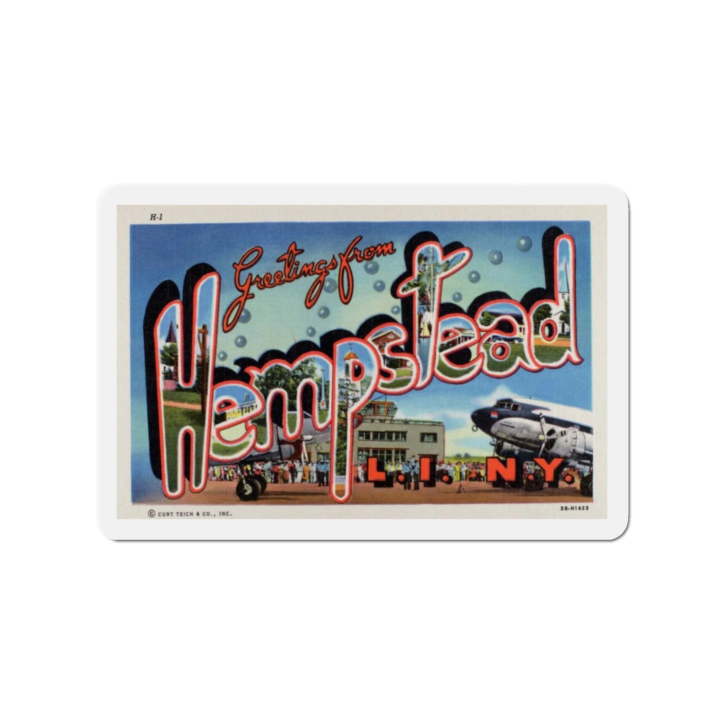 Greetings from Hempstead (Greeting Postcards) Die-Cut Magnet-3" x 3"-The Sticker Space