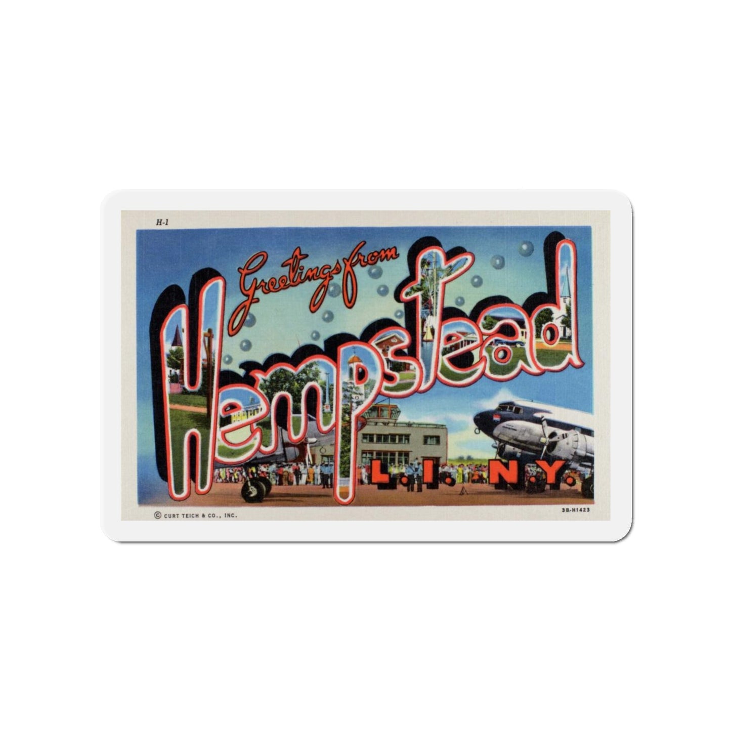 Greetings from Hempstead (Greeting Postcards) Die-Cut Magnet-4" x 4"-The Sticker Space