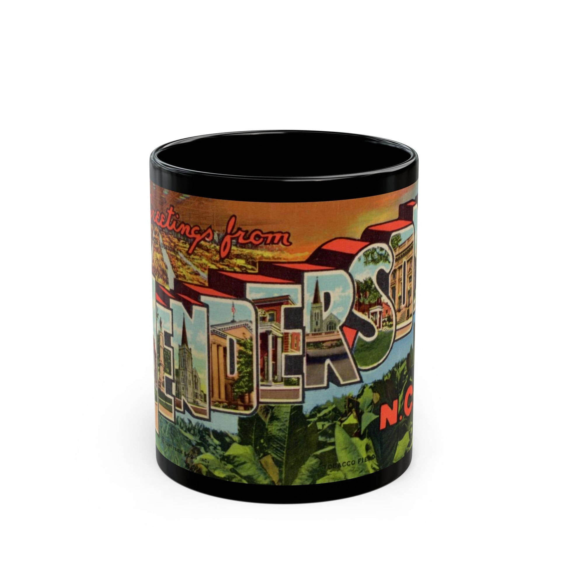 Greetings from Henderson N C (Greeting Postcards) Black Coffee Mug-11oz-The Sticker Space