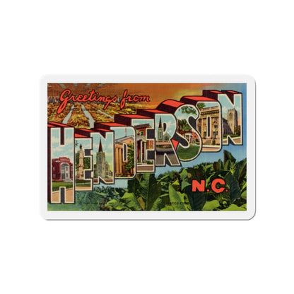 Greetings from Henderson NC (Greeting Postcards) Die-Cut Magnet-3" x 3"-The Sticker Space