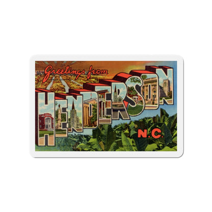 Greetings from Henderson NC (Greeting Postcards) Die-Cut Magnet-4" x 4"-The Sticker Space