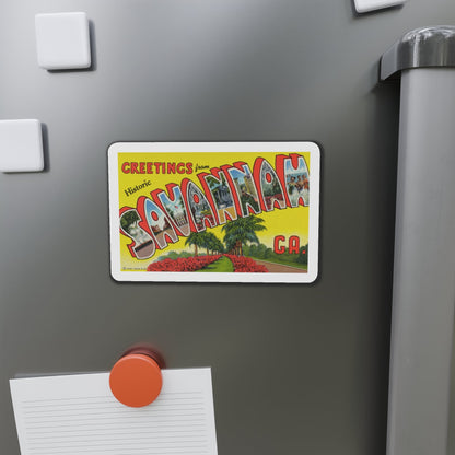 Greetings from Historic Savannah GA (Greeting Postcards) Die-Cut Magnet-The Sticker Space