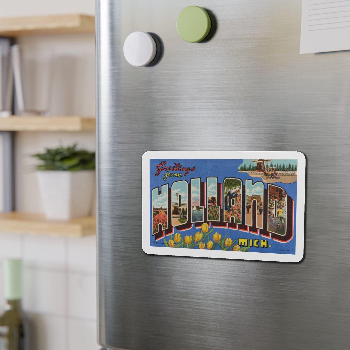 Greetings from Holland Michigan (Greeting Postcards) Die-Cut Magnet-The Sticker Space